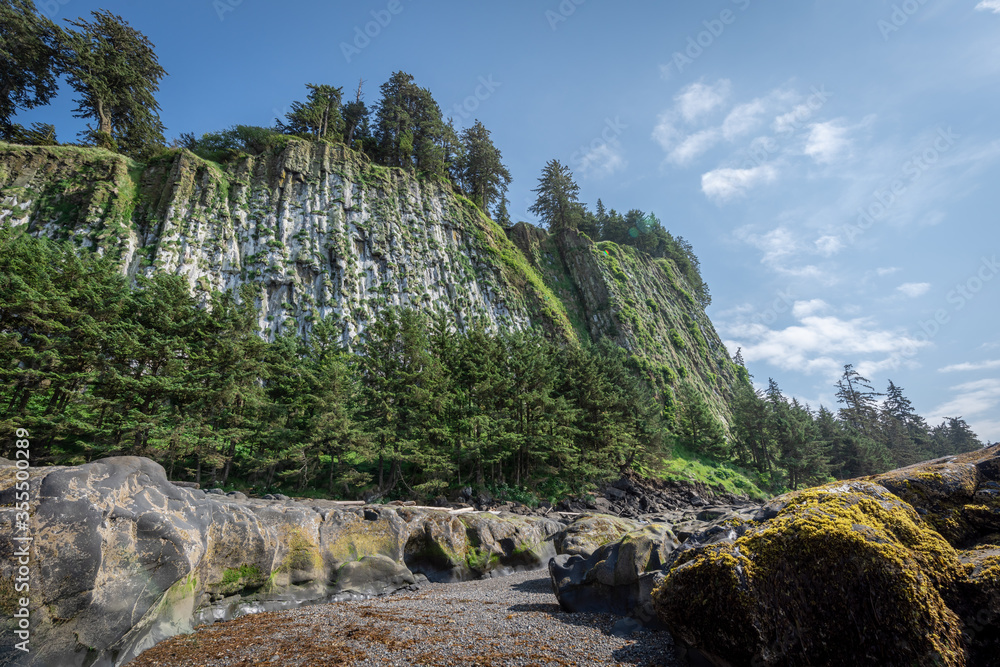 Mountain view looking up from a beach