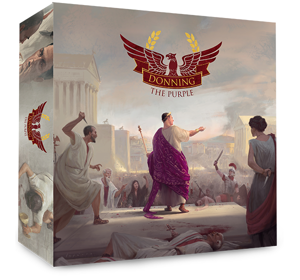 box of the boardgame Donning the Purple