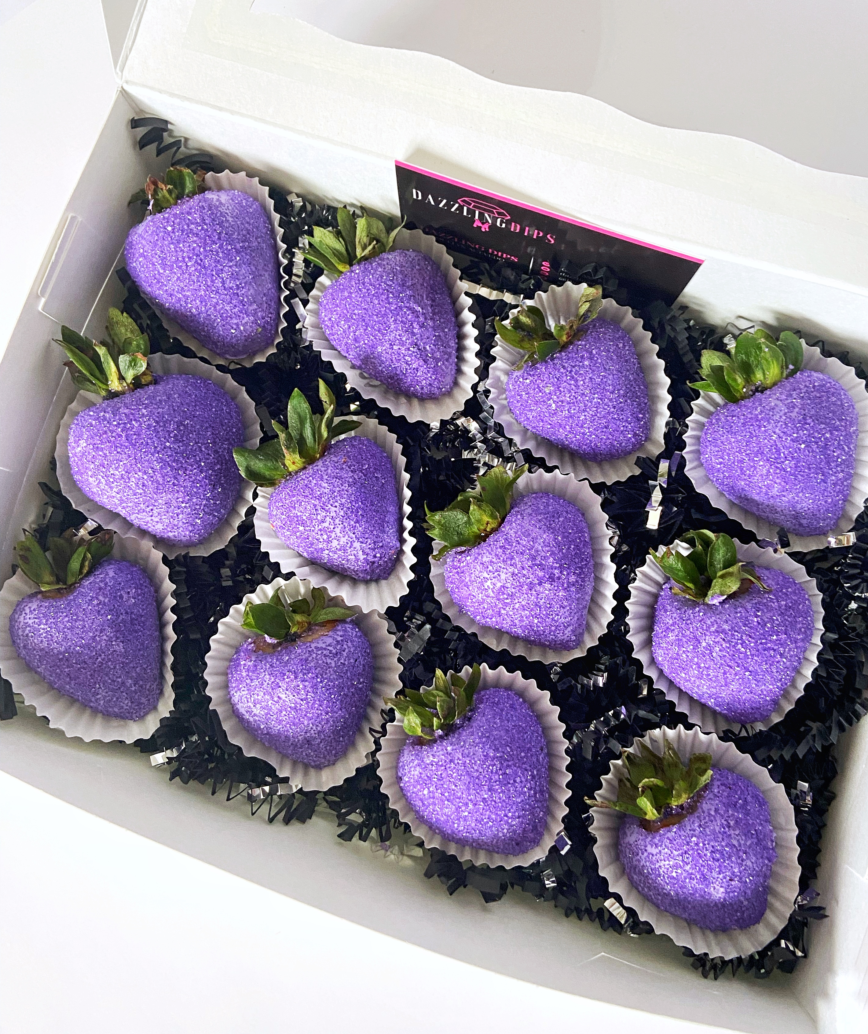 Purple Glitter Chocolate Covered Strawberries