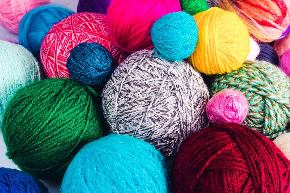 coloured balls of wool