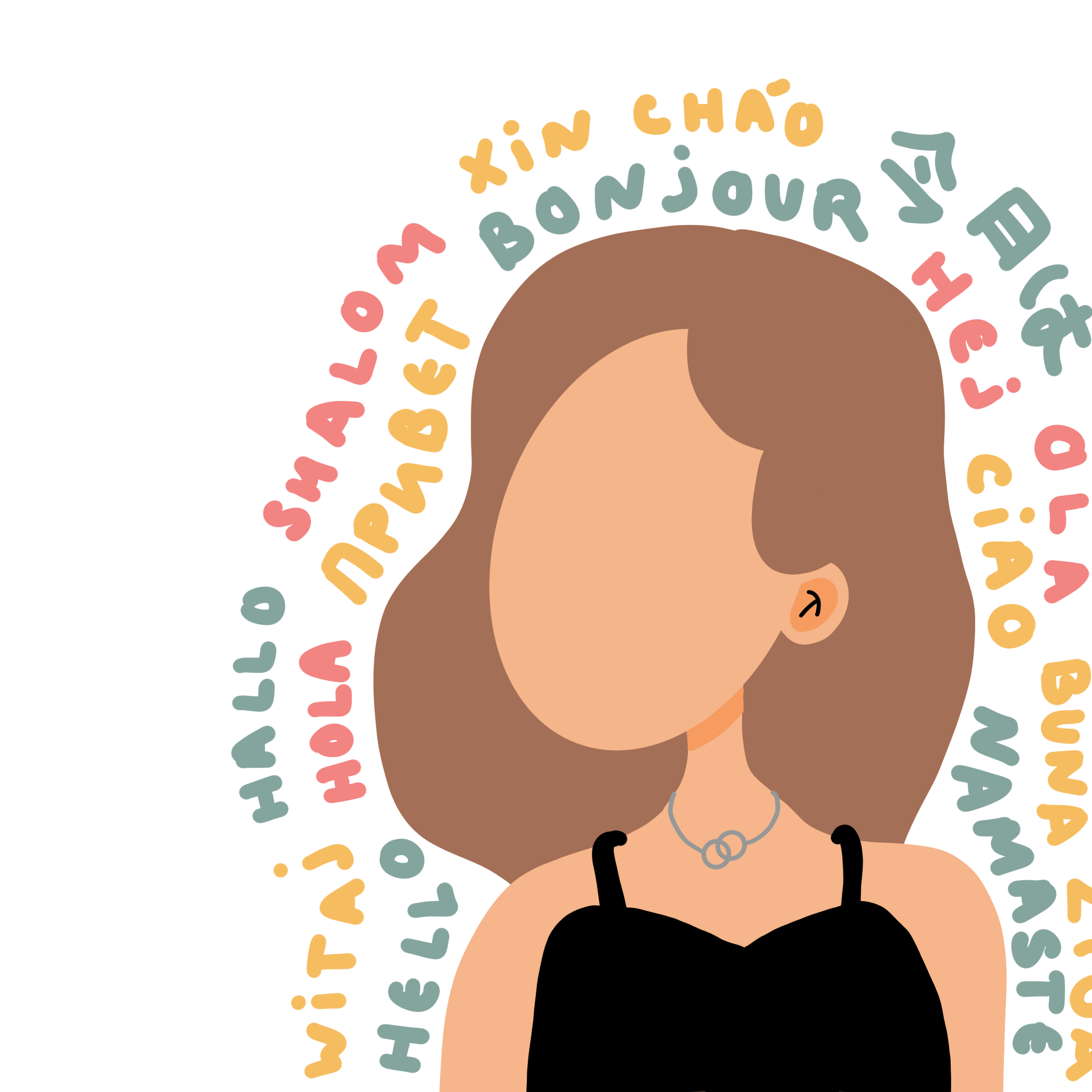 Illustration of the girl with foreign greetings