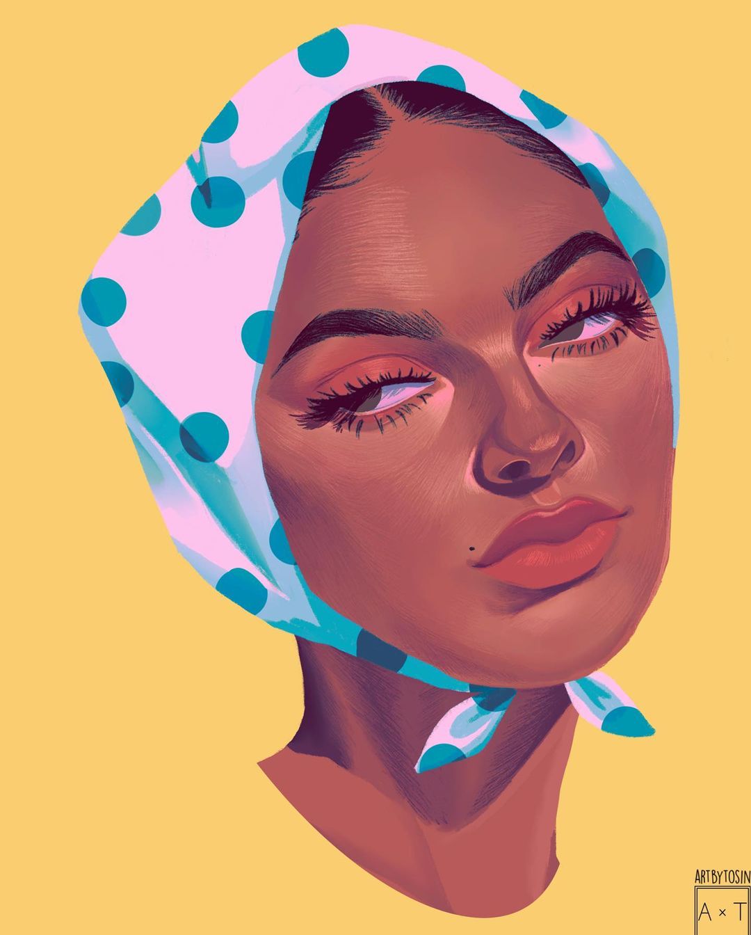 Black woman with pink scarf