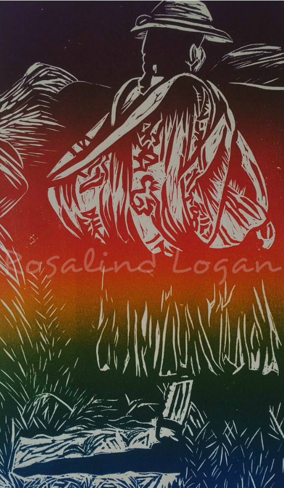 linocut.peru.lady.rainbow