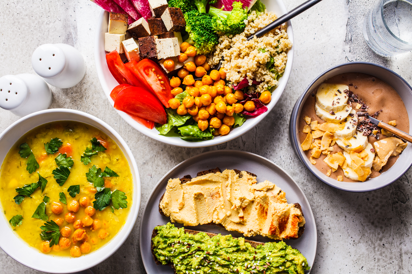 Assortment of vegan food