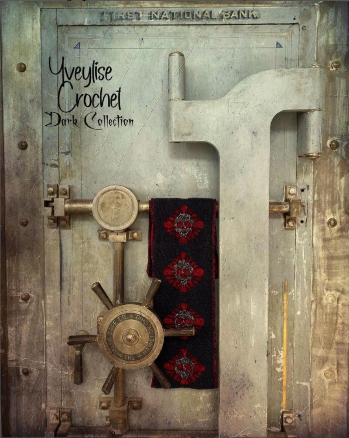 Custom double layer crocheted scarf with skulls