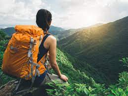  A women backpacking
