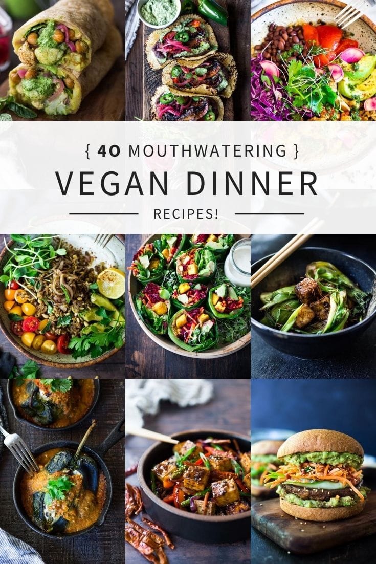 Collage of vegan meals