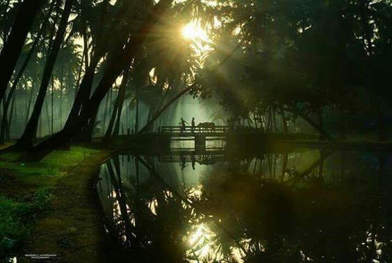 VillageFolkswithCattleCrossingABridge