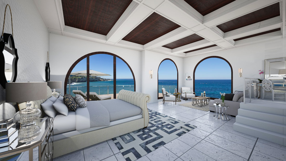 bedroom with ocean view