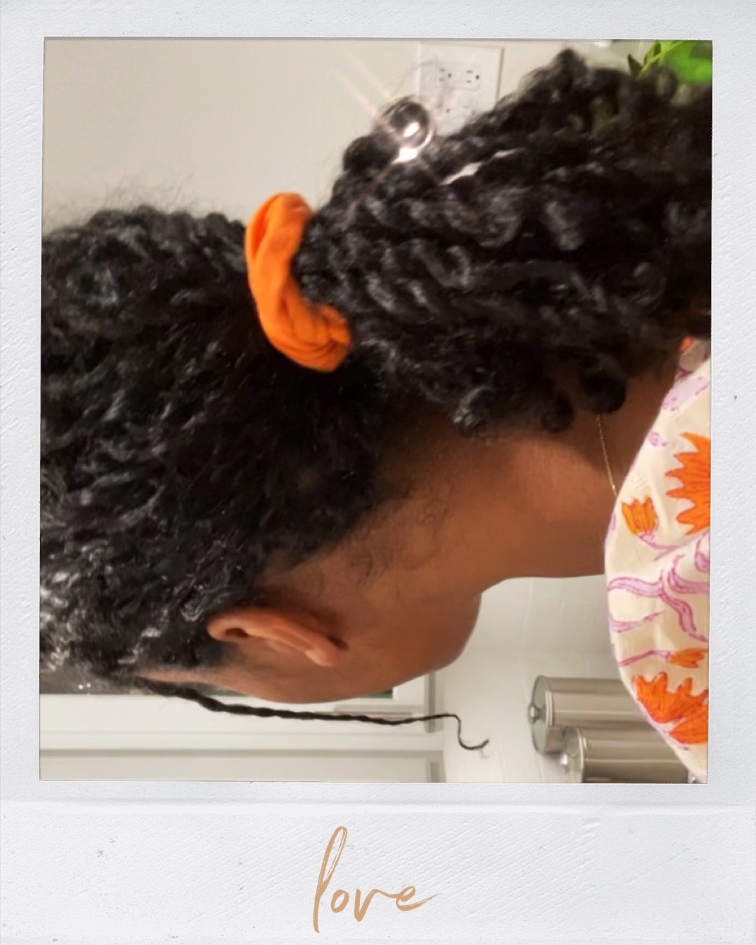 Polaroid style photo captioned love of creator with twists