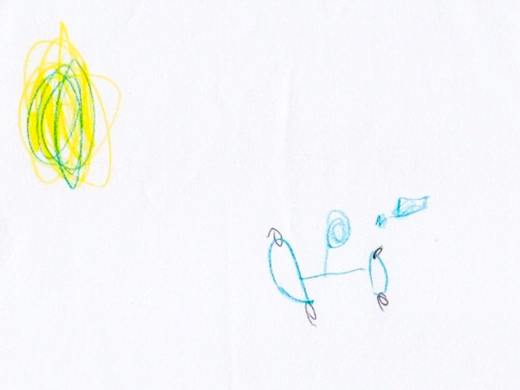 kids drawing of a pteranodon and sun