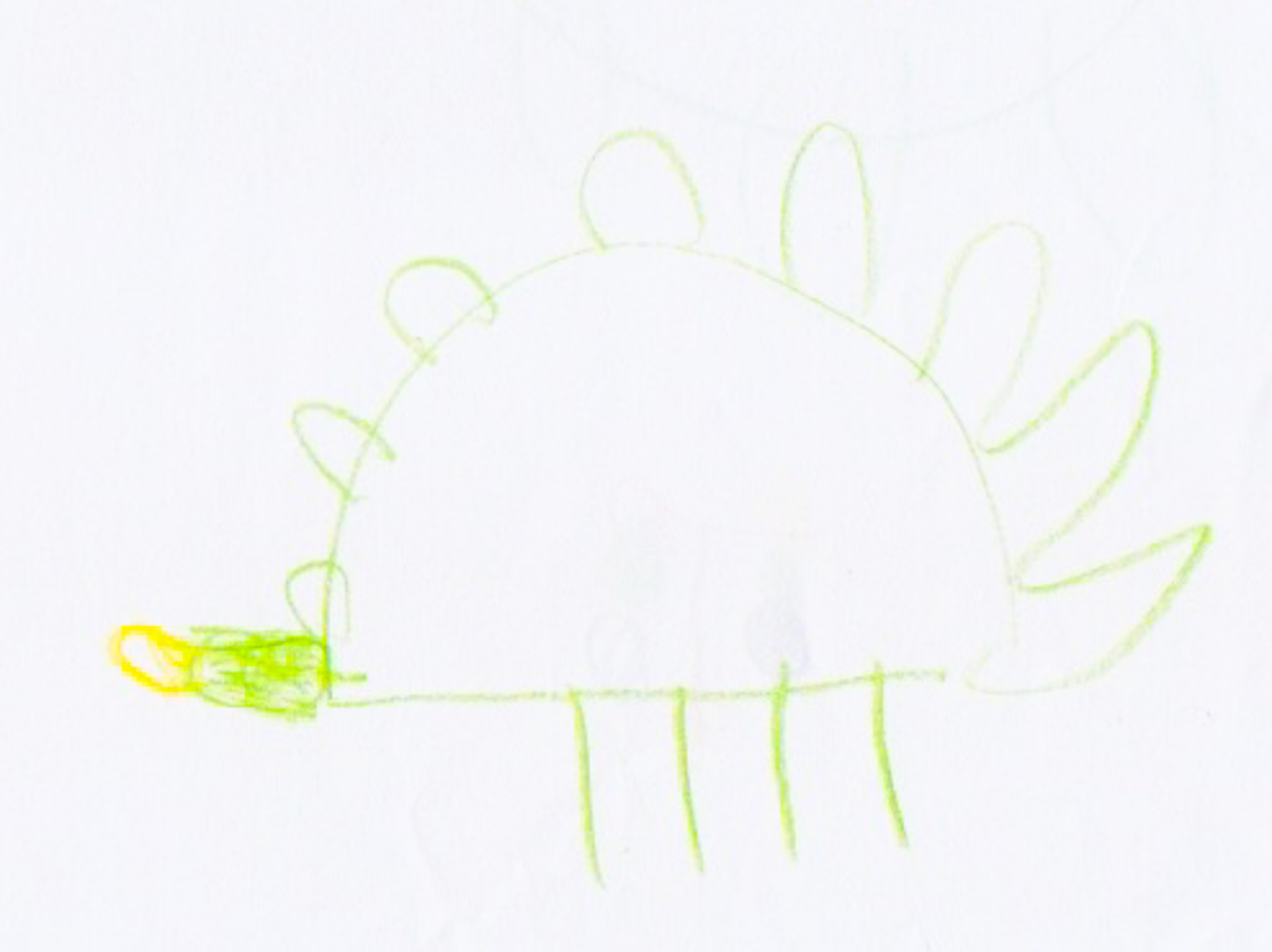 kids drawing of a stegosaurus