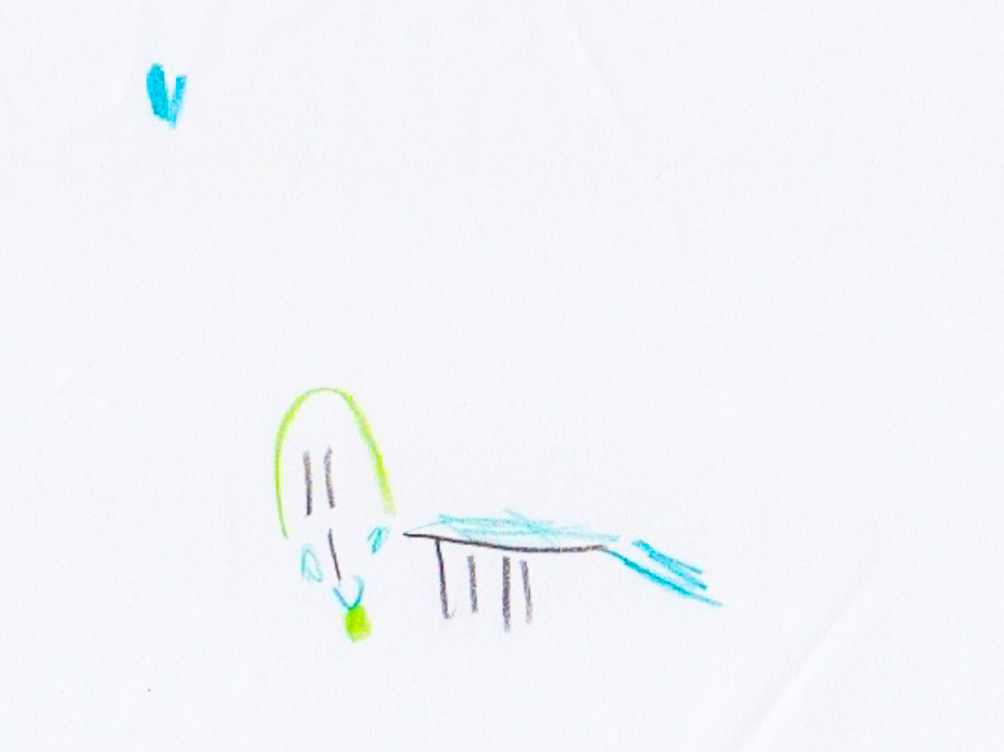 kids drawing of a triceratops