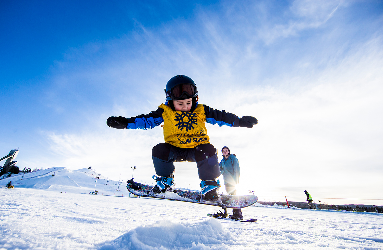 Kids can also learn snowboard