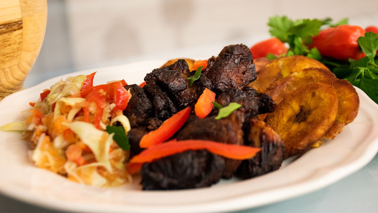 Fried Haitian Pork and Vegetables