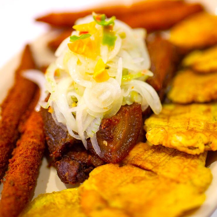 Fried Haitian Pork and Vegetables