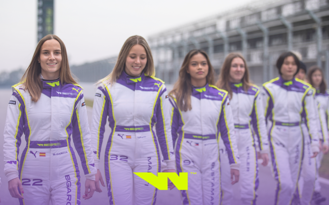Female racing drivers in driving suits