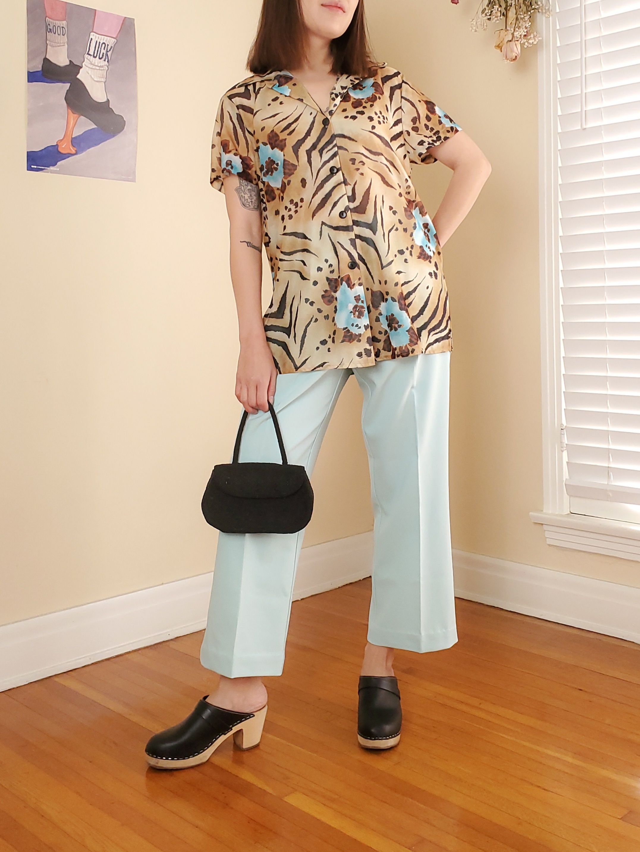 woman modeling vintage clothing