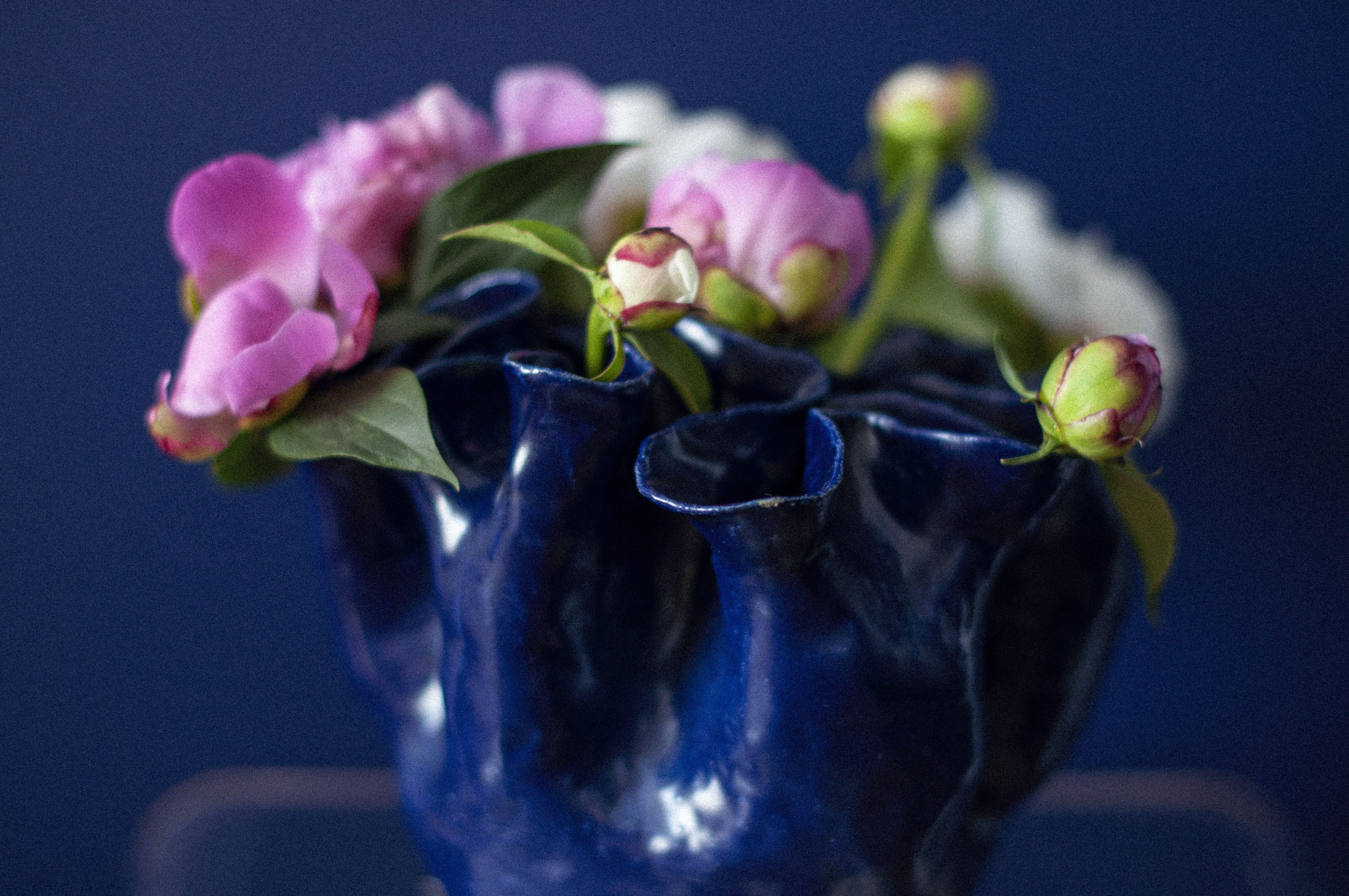 dark blue ceramic vase