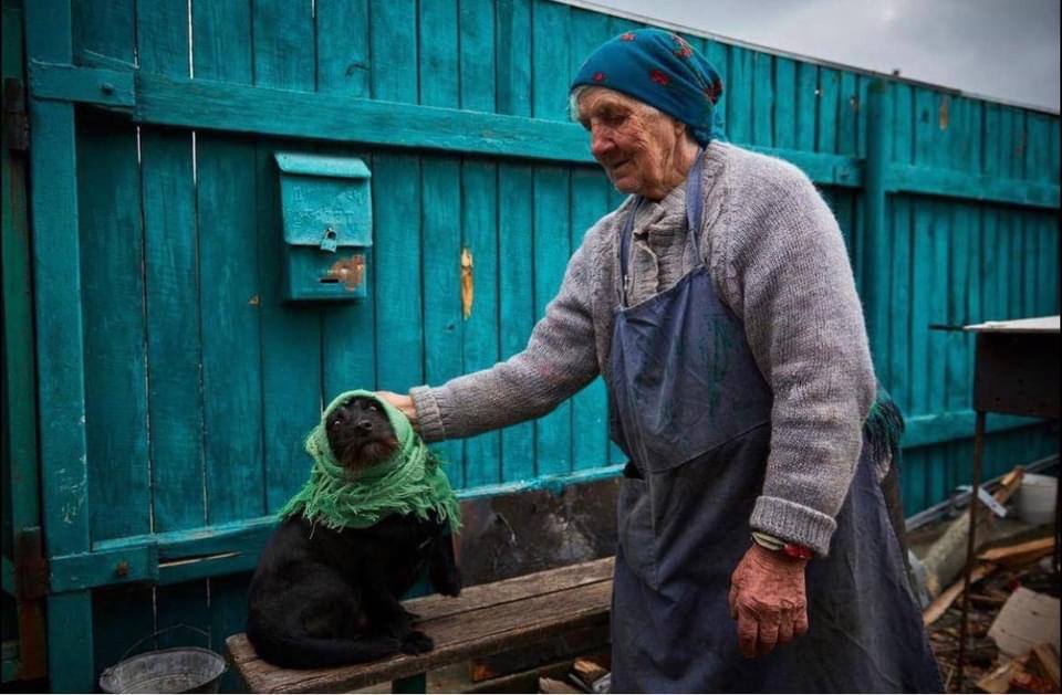 grandma with pet