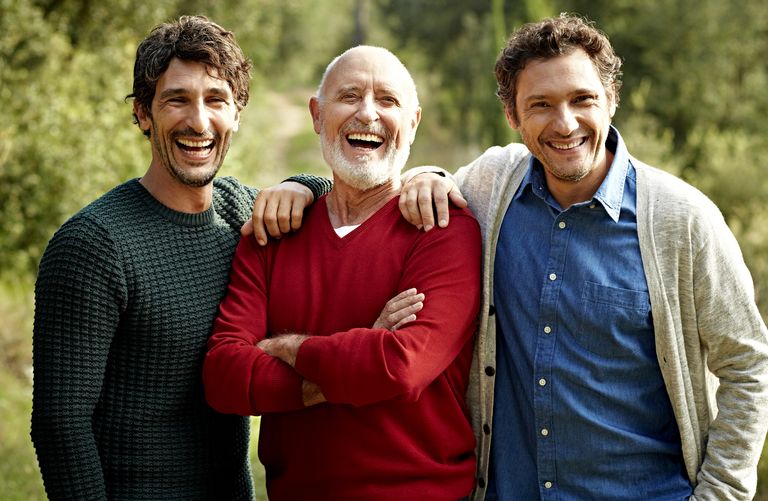 three dads laughing