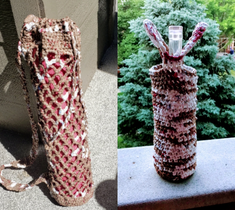 2 bags made from plastic bags