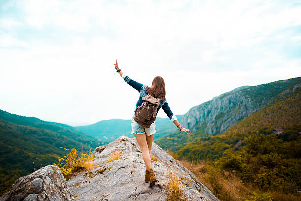 A woman hiking