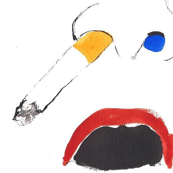 mouth with an cigarette