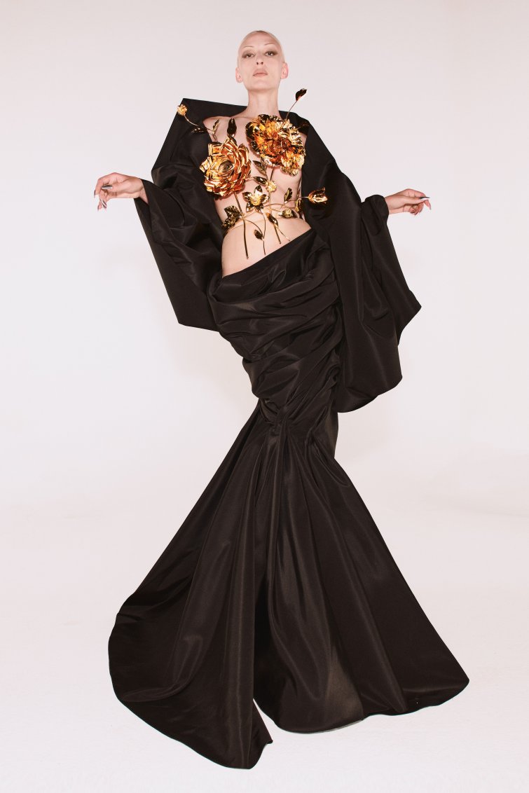 Golden and Black Flower gown