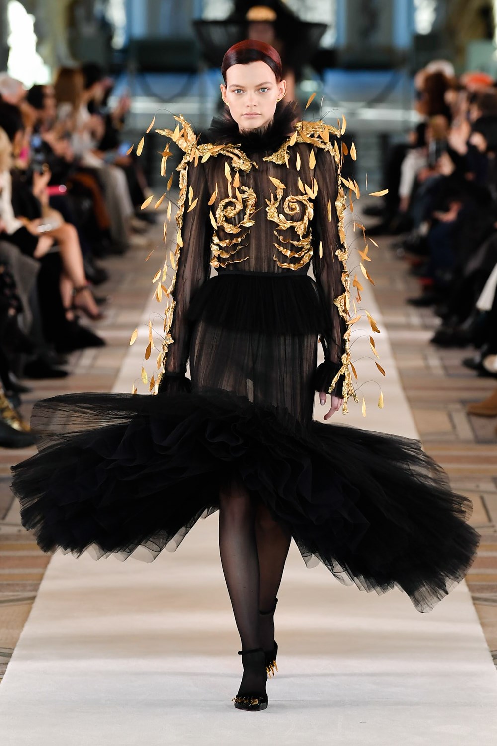 Golden and Black tull gown