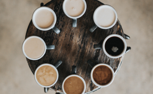 Coffee cups on a tray