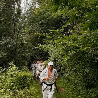 running in the forest
