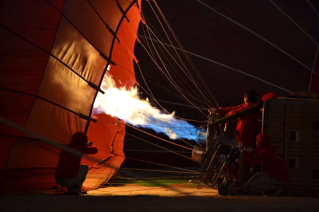  Hot Air Balloon being inflated in Bagan, Myanmar