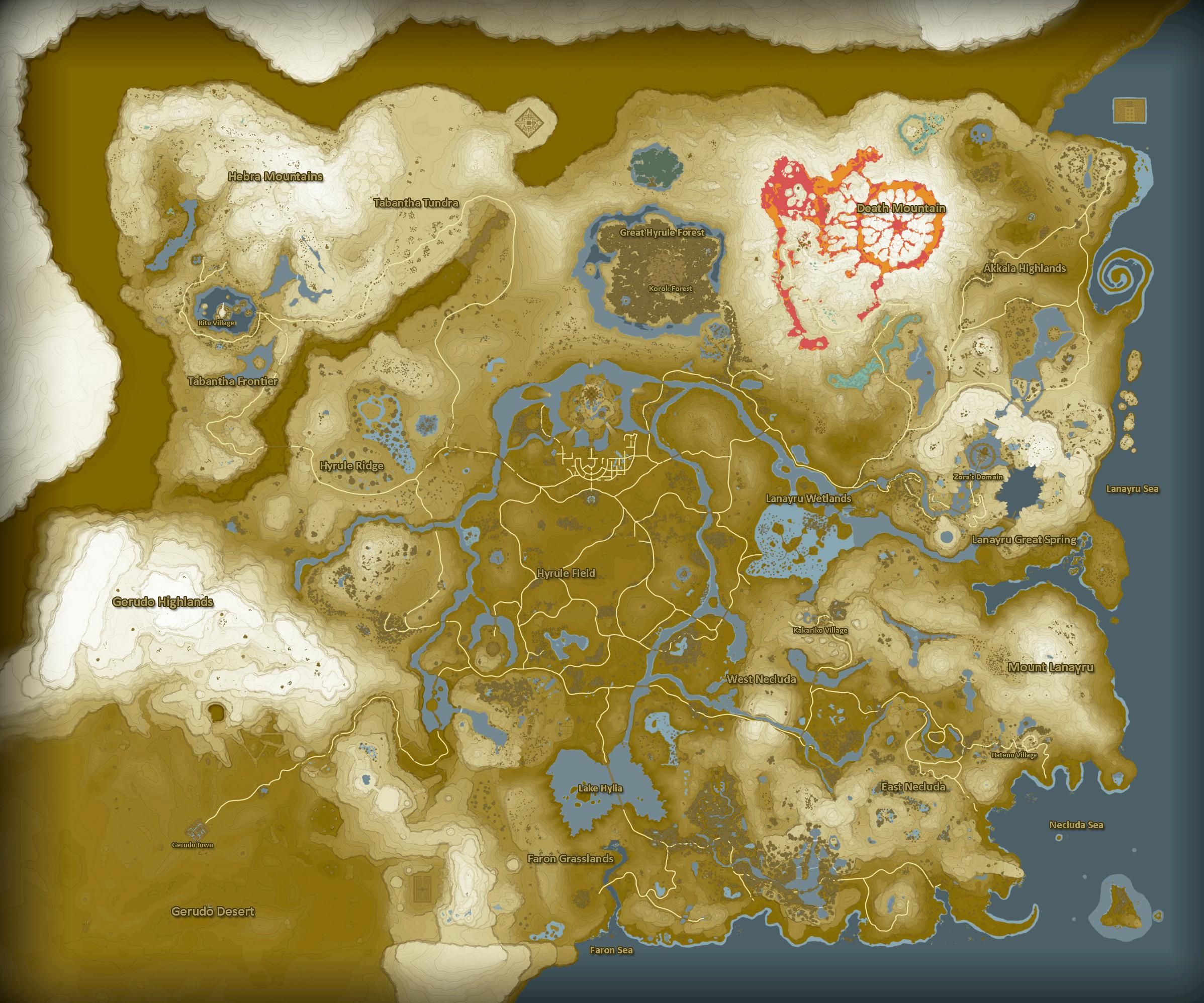 A map of all of Hyrule and its surrounding areas.