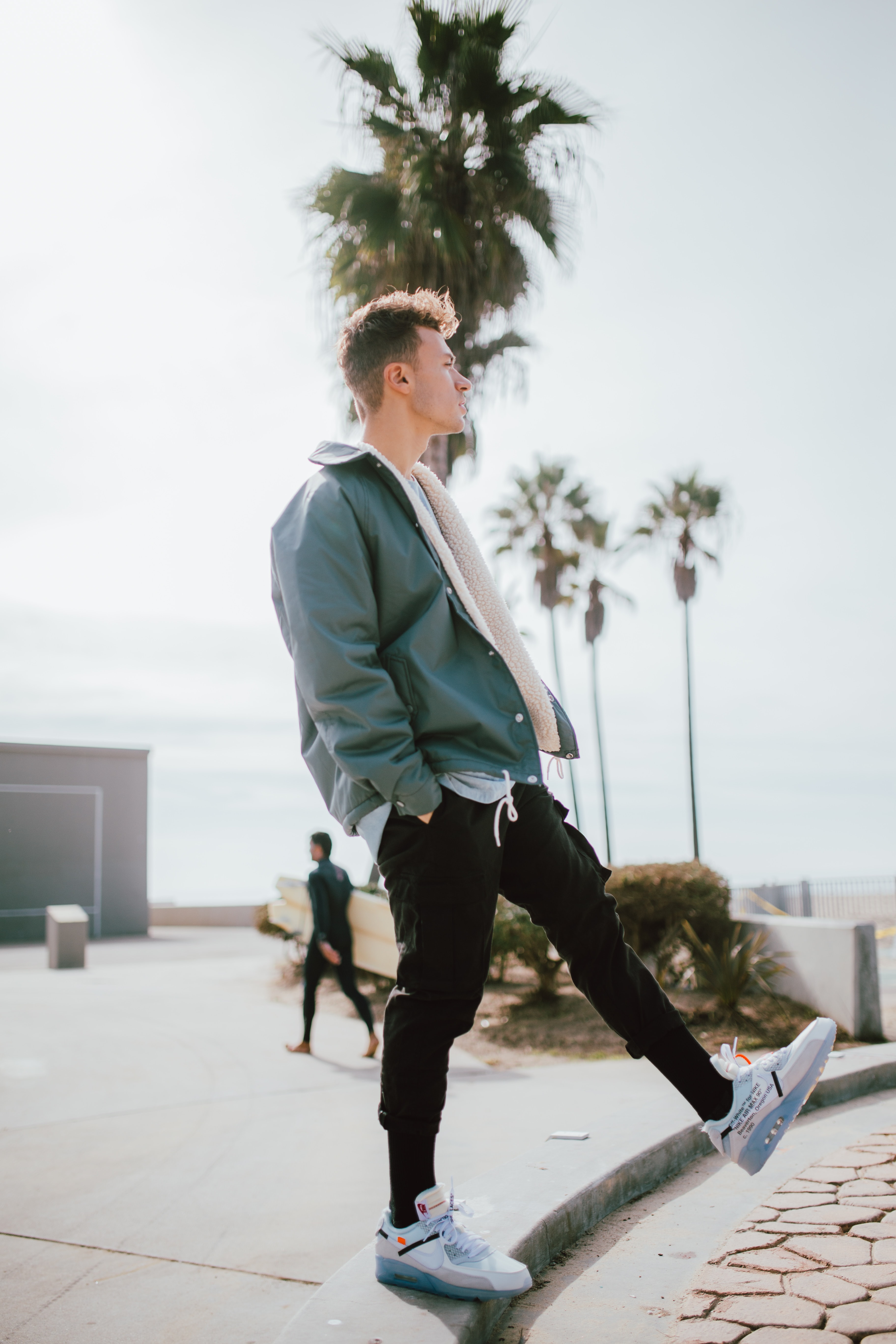 Cool guy swinging down a step