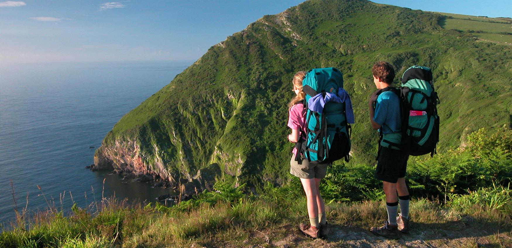 couple hiking on a mountain