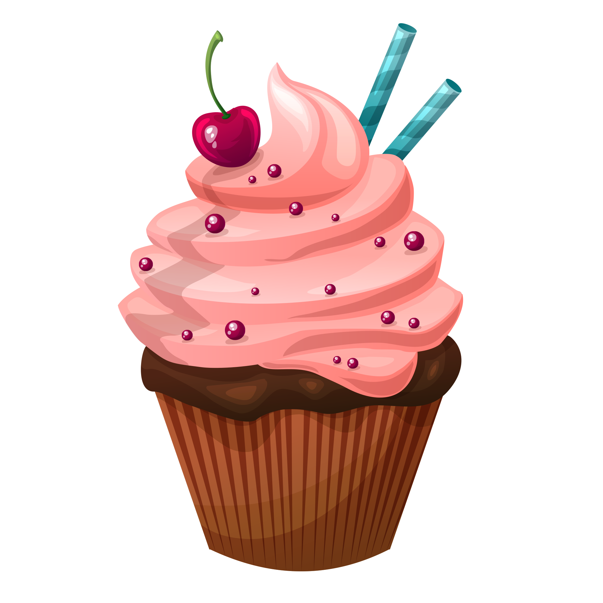 Tasty cupcake with cherry on the top