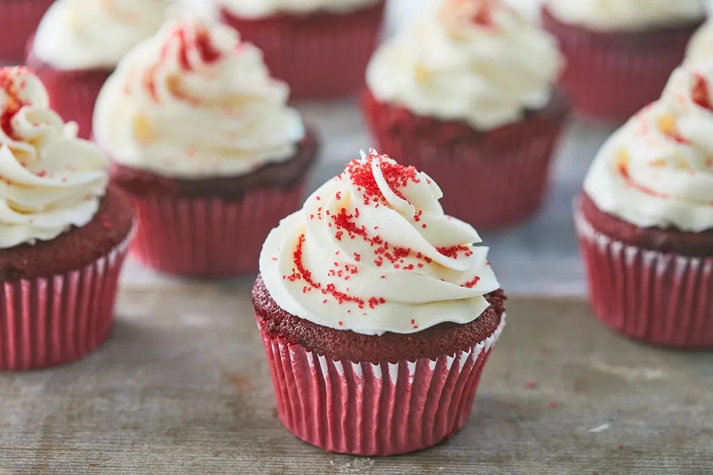 a photo of red velvet cupcakes