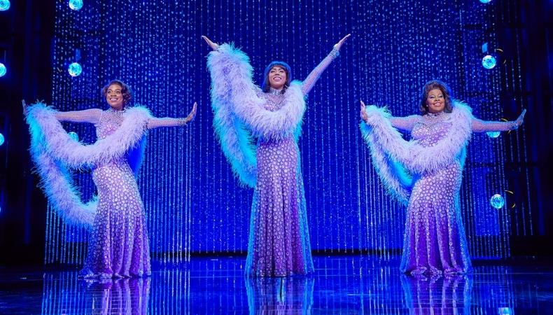 Three women in a powerful song-ending position in the 2016 production of Dreamgirls