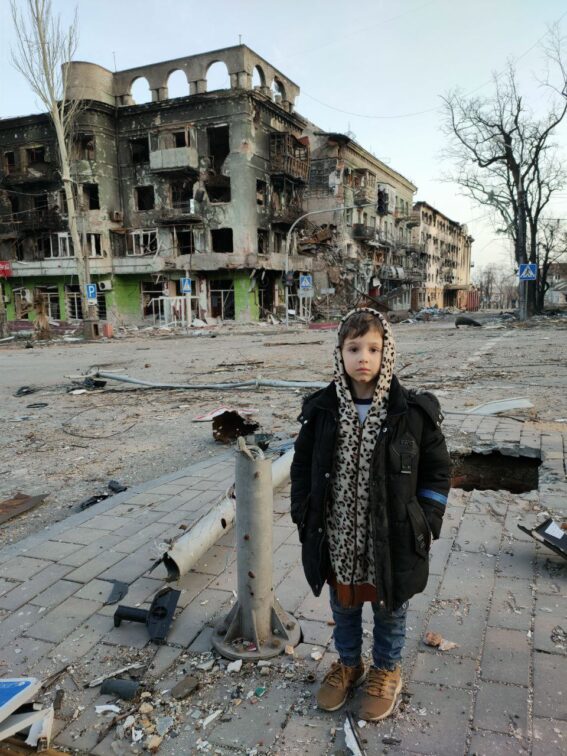 A boy near the city center at Mariupol. April 26