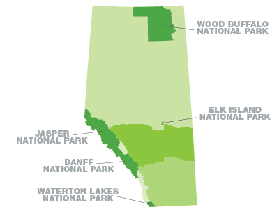 Alberta map of National Parks