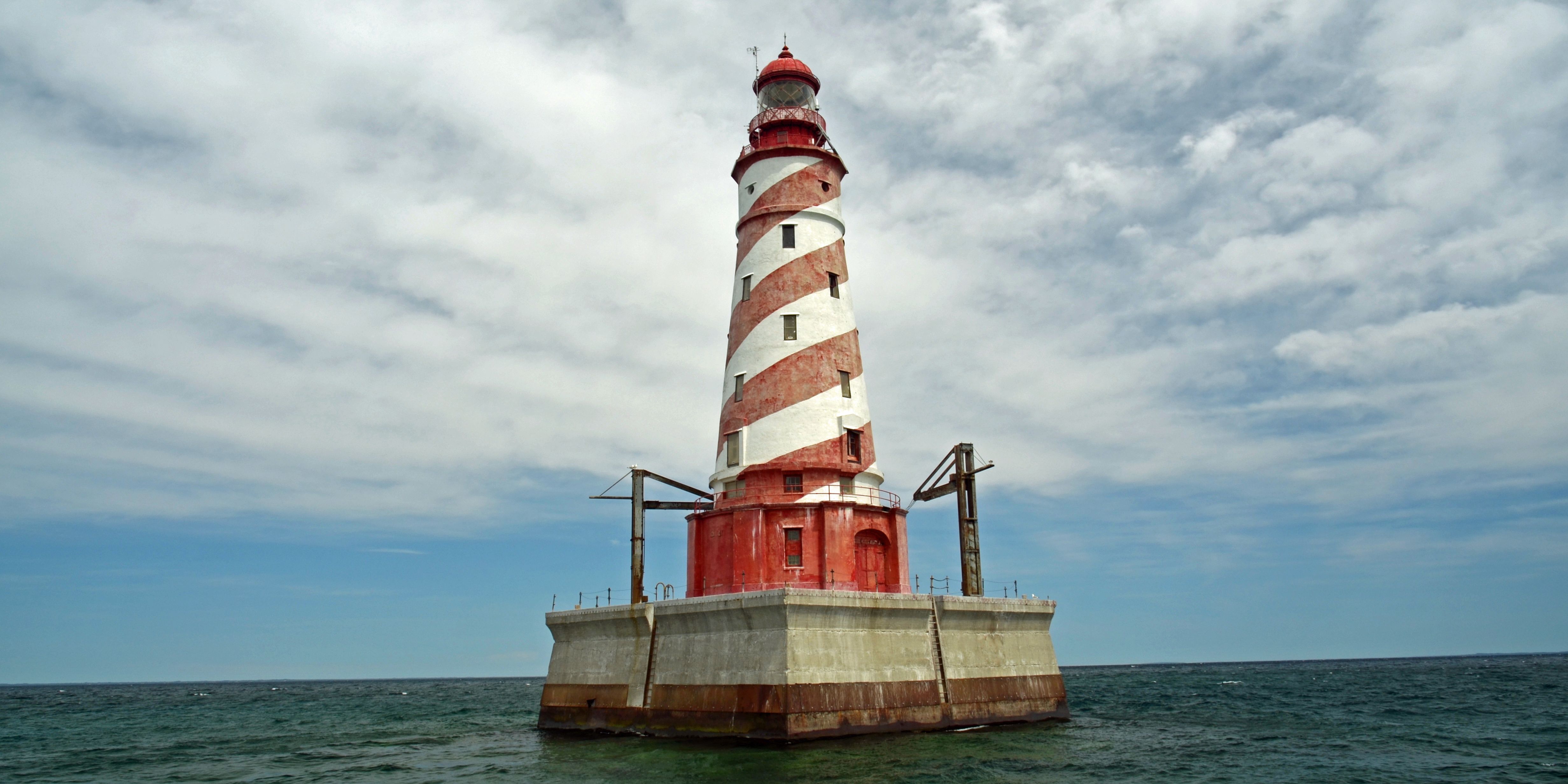 Red and white striped lighthouse