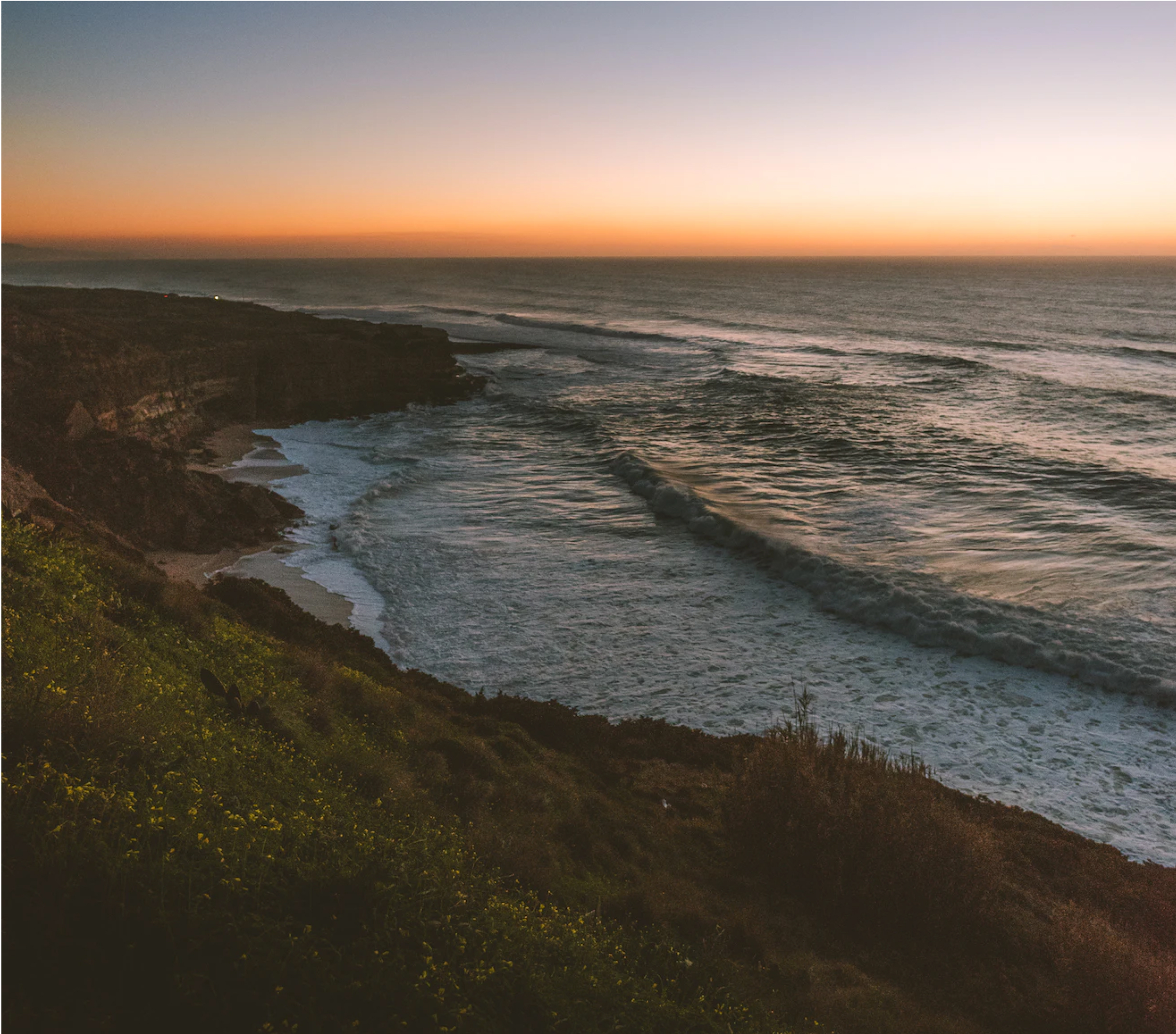 sunset at Ribeira d'Ilhas beach in Ericeira