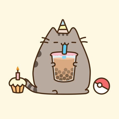 Cat drinking boba
