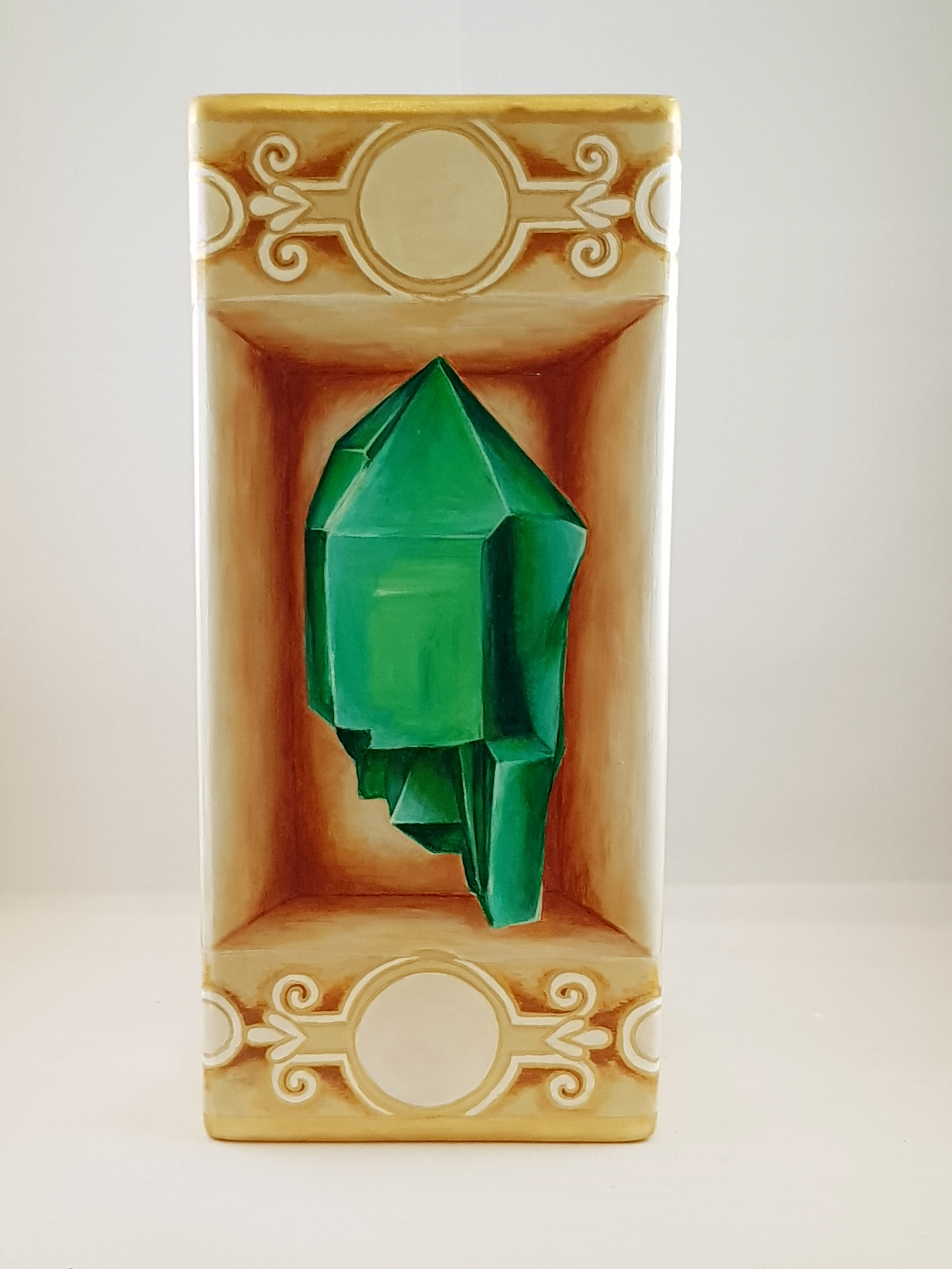 Painted green gem on vase