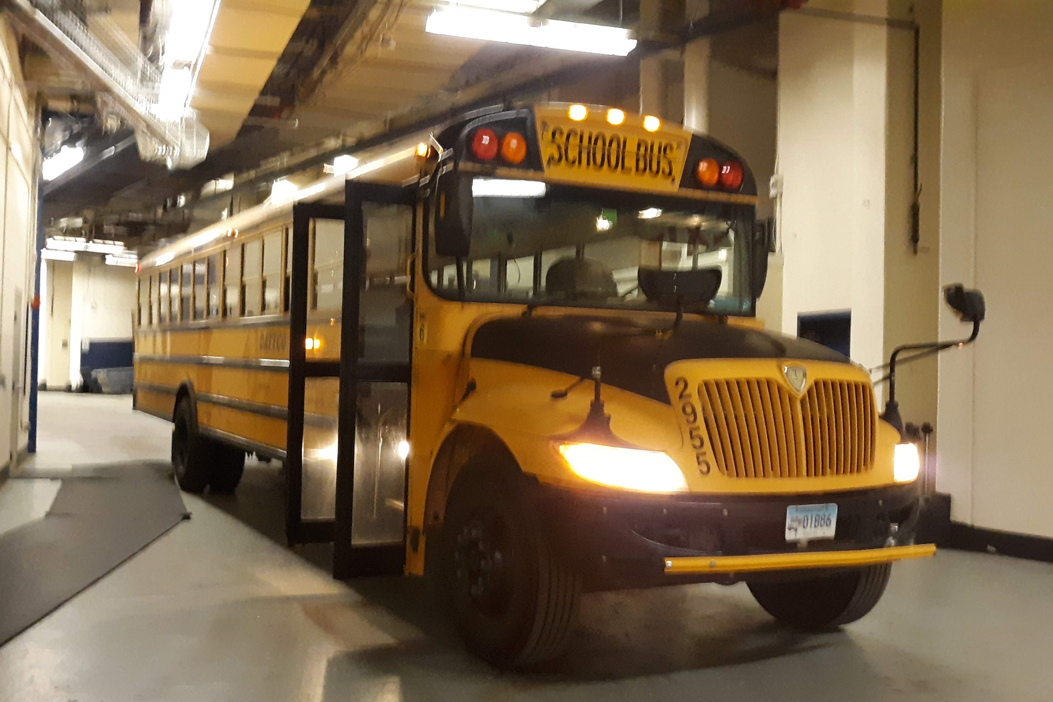 bus in underground garage