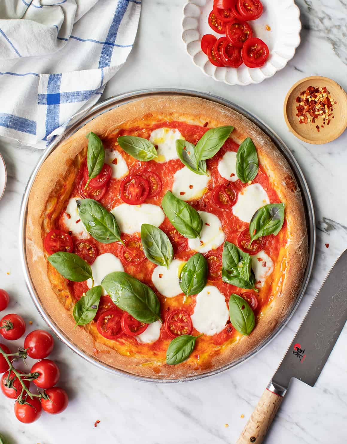 photo of delicious Margherita pizza