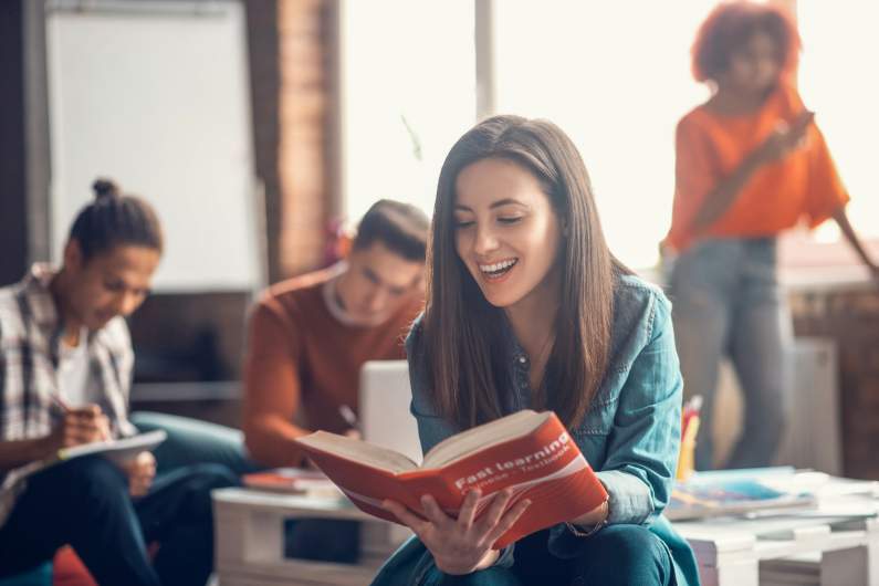 woman reading a book