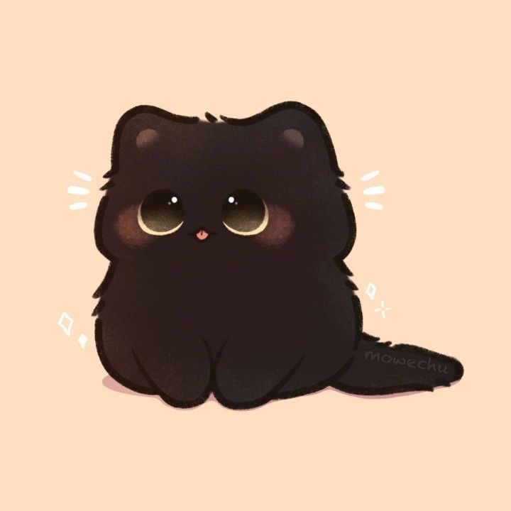 Cute cartoon of black cat by Mowechu 