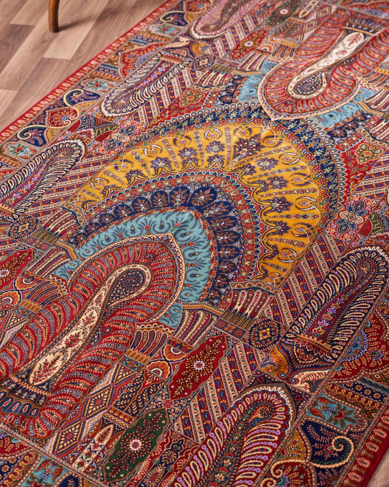 red qom silk carpet